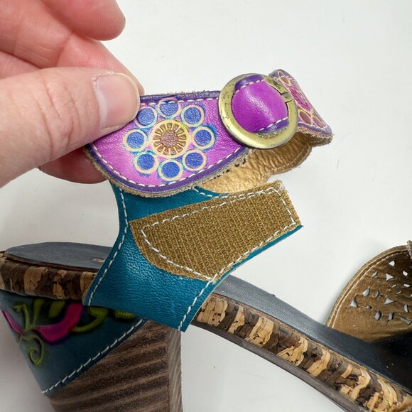 Spring Step Multicolor Leather High Heel Sandals Women's EU Size 39/US Size 8.5 - Picture 8 of 10